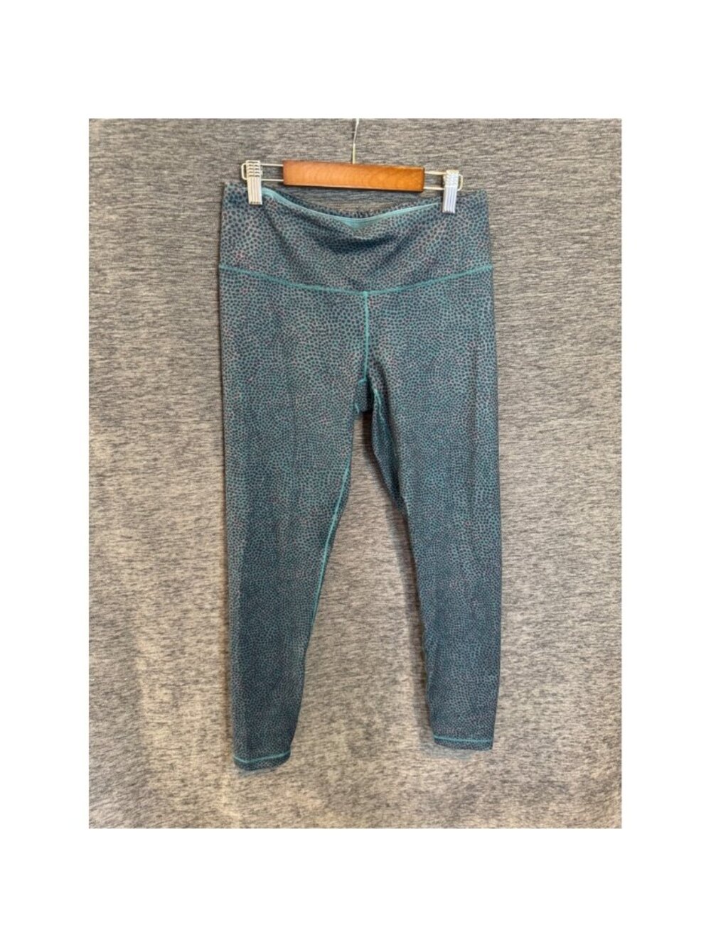 Prana Womens Teal Geometric Dot Print High Waisted Yoga Leggings Size Medium